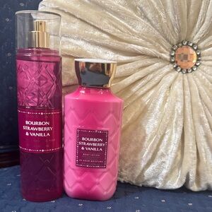 Bourbon Strawberry & Vanilla Body Mist and Lotion Set - Pink